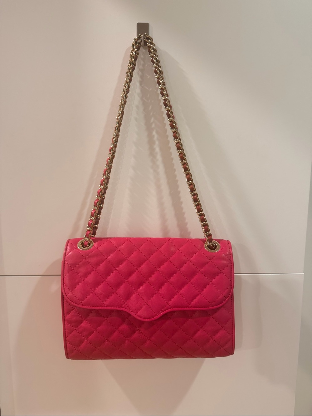 Rebecca Minkoff Quilted Affair Pink Leather Chain Shoulder Bag